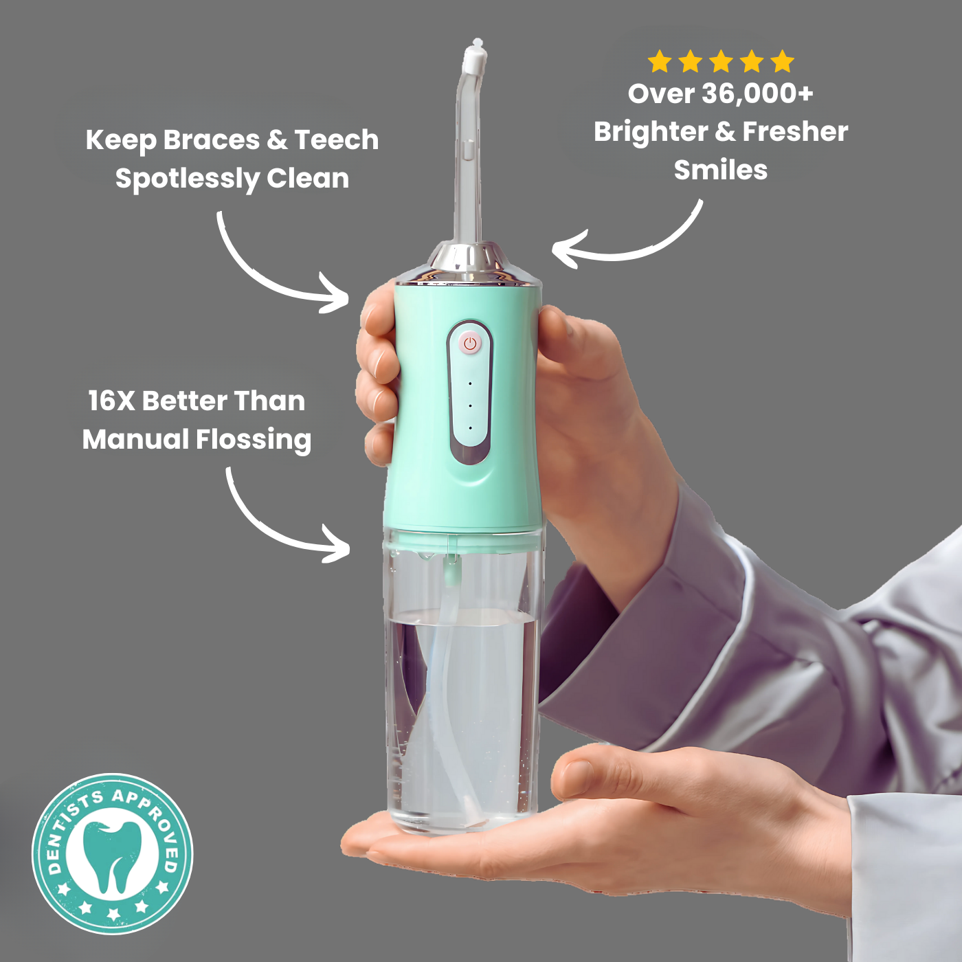 Official & Original Portable Water Flosser – The best Cordless Rechargeable Oral Irrigator for Teeth Cleaning and Gum Care